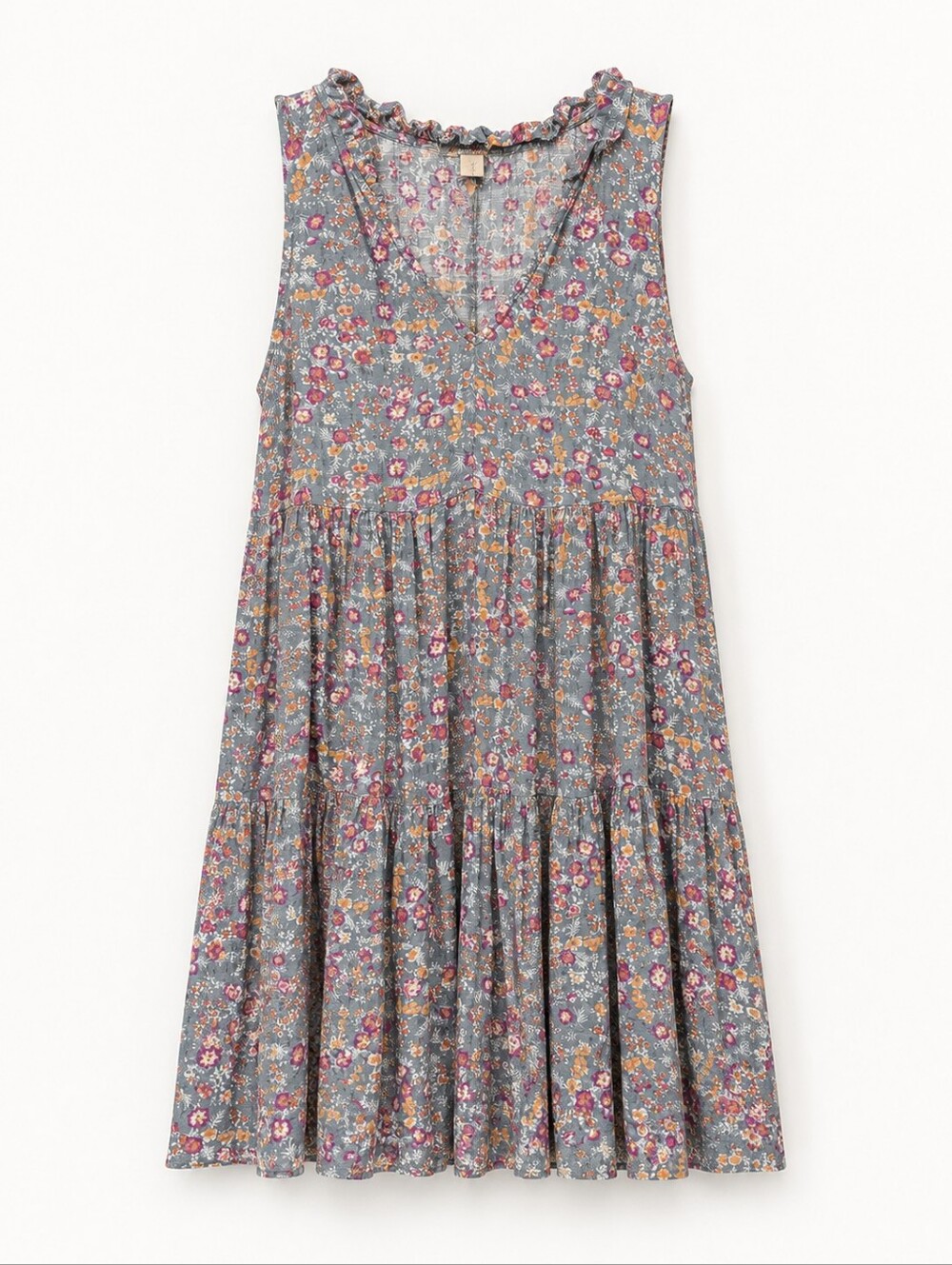 🔥Floral Babydoll Tiered Ruffle Sleeveless Mini Summer Dress Fall Layering Small - Picture 3 of 9